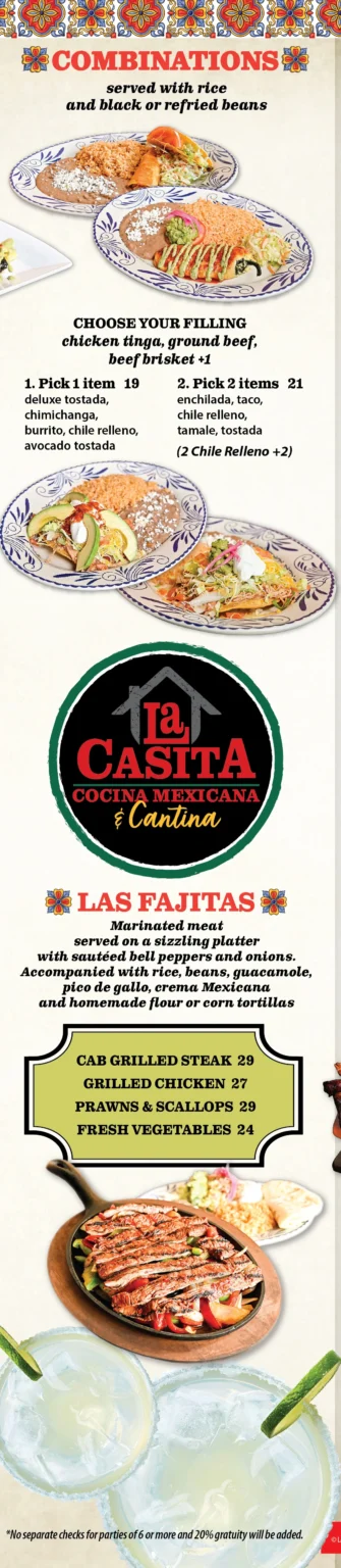 La Casita Sammamish printed combinations menu